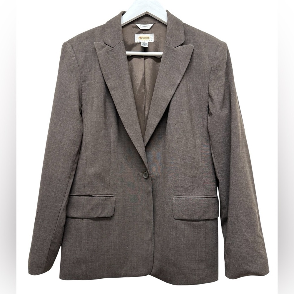 Talbots Wool Blend Classic Brown Blazer Jacket Lightweight Stretch Women's 8 P